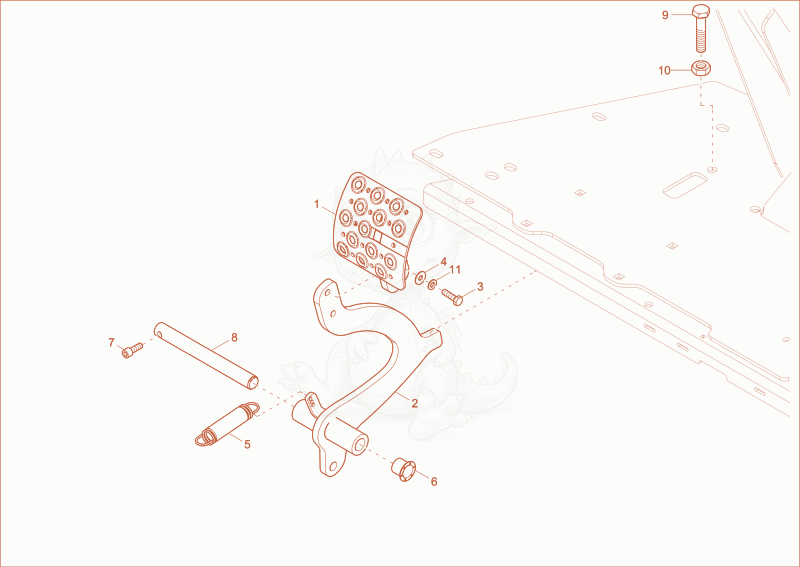 Exploded parts diagram of the FOOT BRAKE of a Wacker Neuson DW100, with numbered balloons
