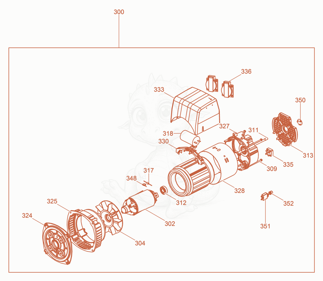 Exploded parts diagram of the Alternator cpl. of a Wacker Neuson GV2500A, with numbered balloons
