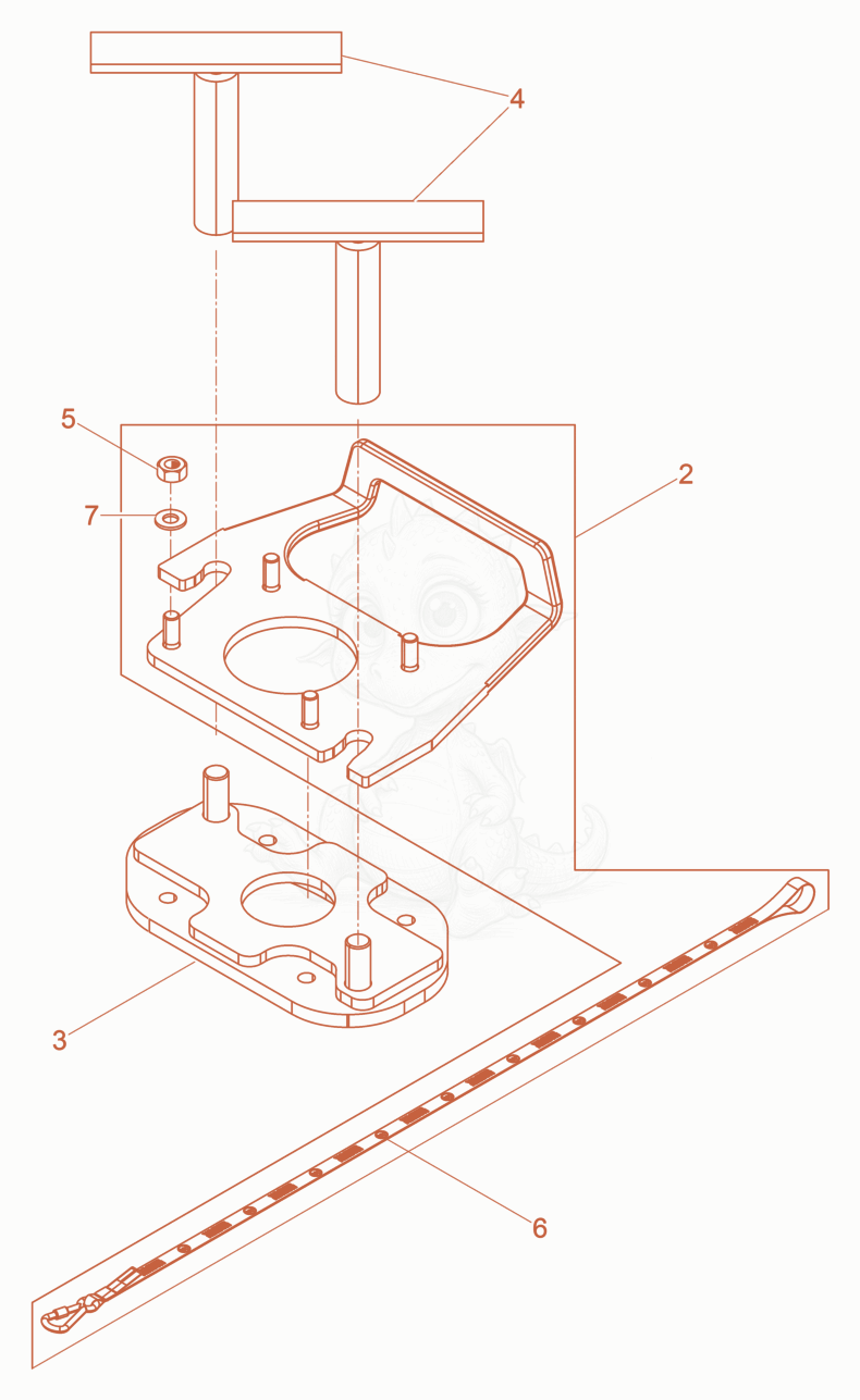 Exploded parts diagram of the Clamping device SV 6 of a Wacker Neuson AR36/3/500, with numbered balloons