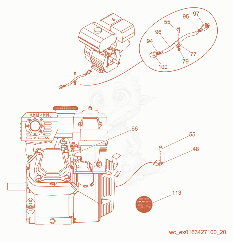 Exploded parts diagram of the Wacker Modifications of a Wacker Neuson CT36-5A, with numbered balloons
