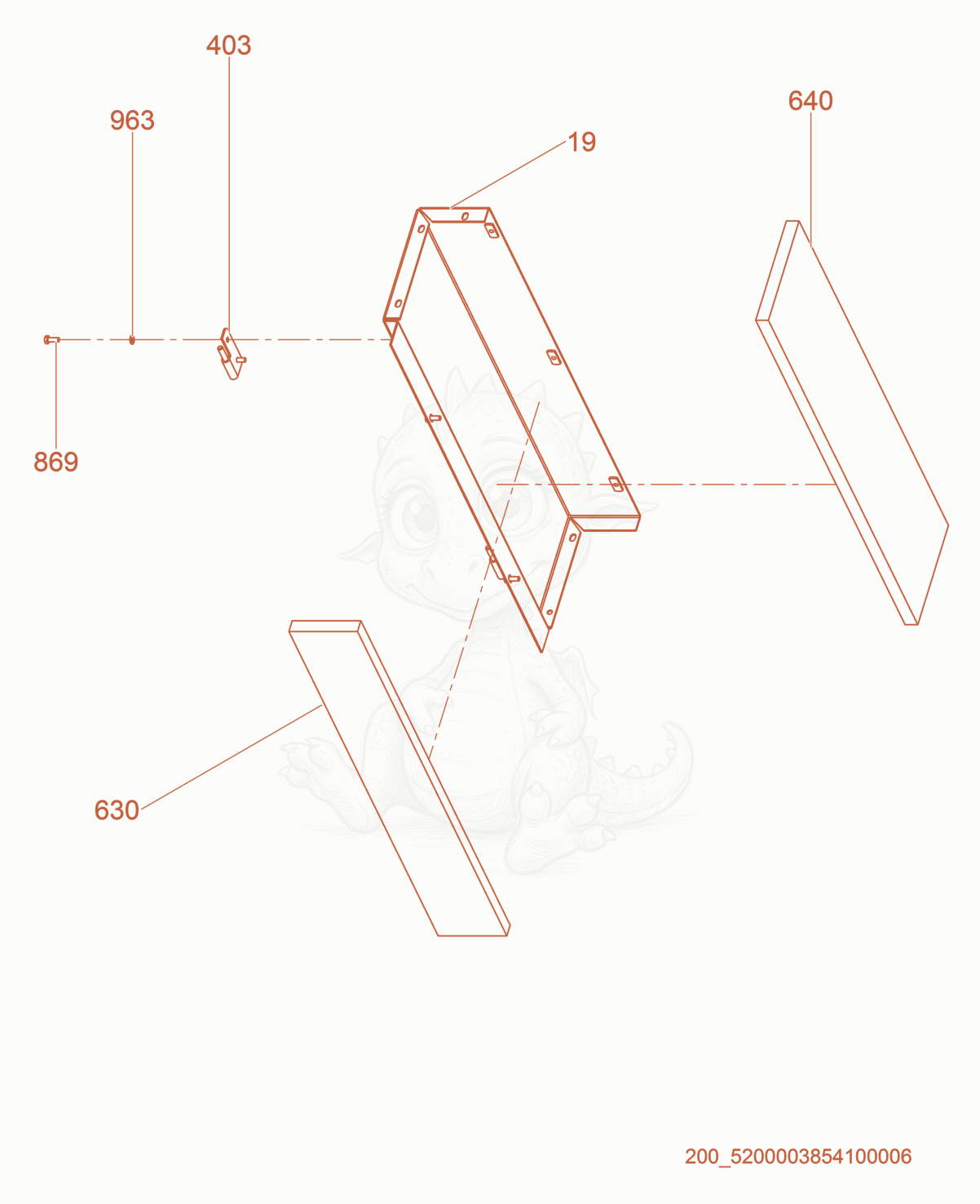 Exploded parts diagram of the Right Rear Panel of a Wacker Neuson G100, with numbered balloons