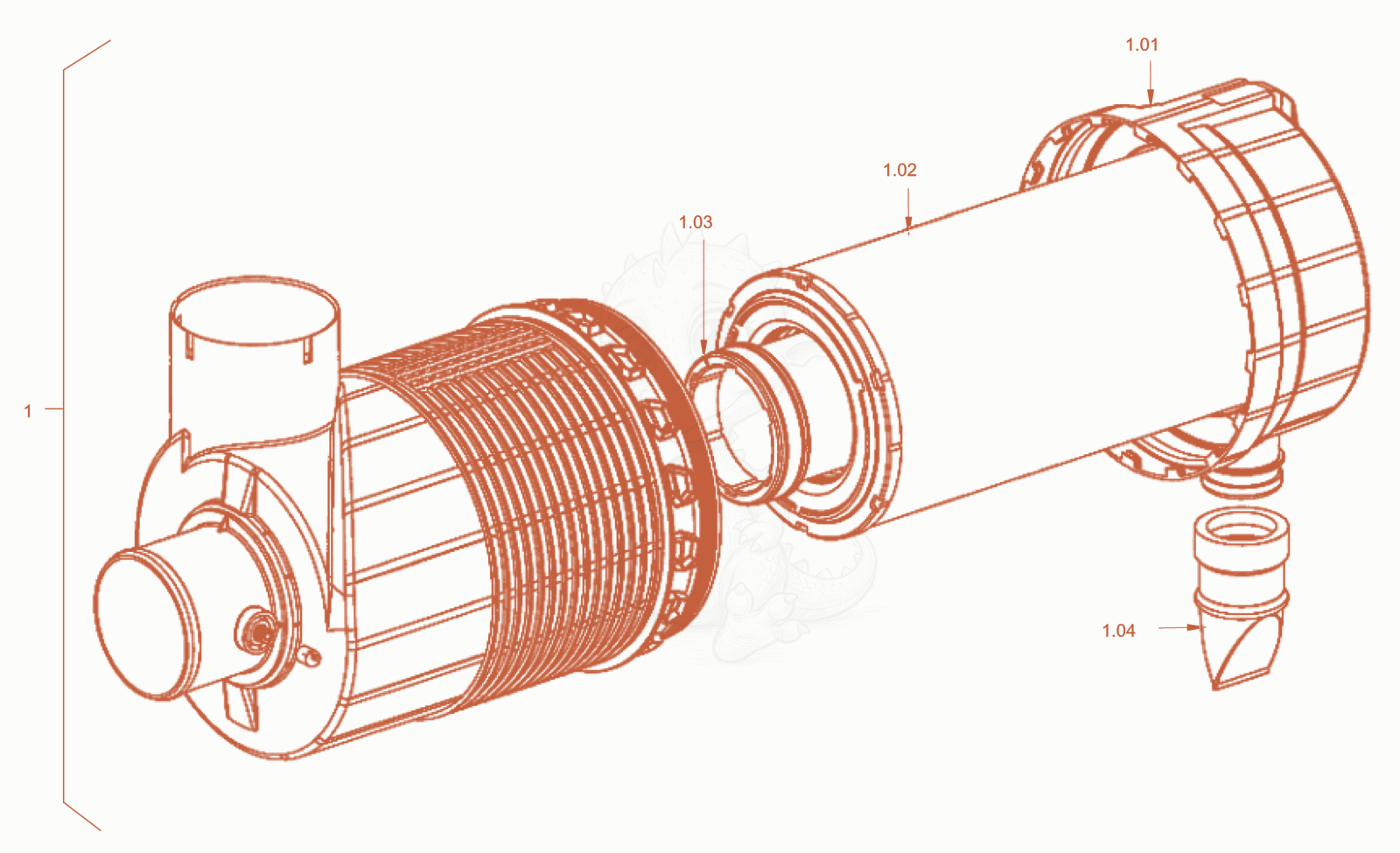Exploded parts diagram of the air filter system of a Wacker Neuson RC110PUSROPS, with numbered balloons