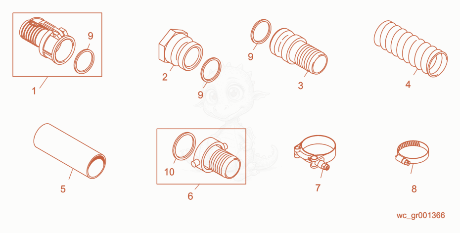 Exploded parts diagram of the Pump Accessories of a Wacker Neuson PS33703, with numbered balloons