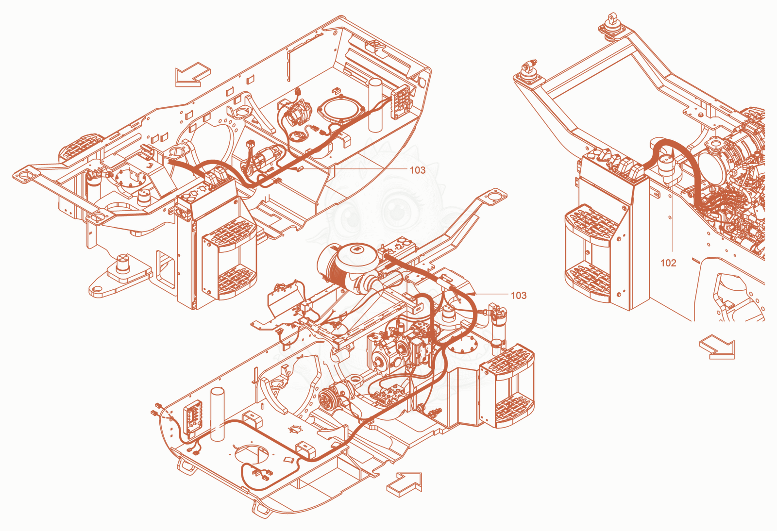Exploded parts diagram of the Electrical System of a Wacker Neuson RC70VOUS, with numbered balloons