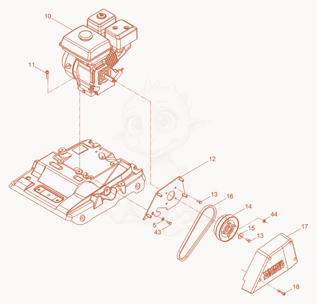 Despiece del Vibratory Plate cpl. de una máquina Wacker Neuson WP1550AUS, con globos numerados