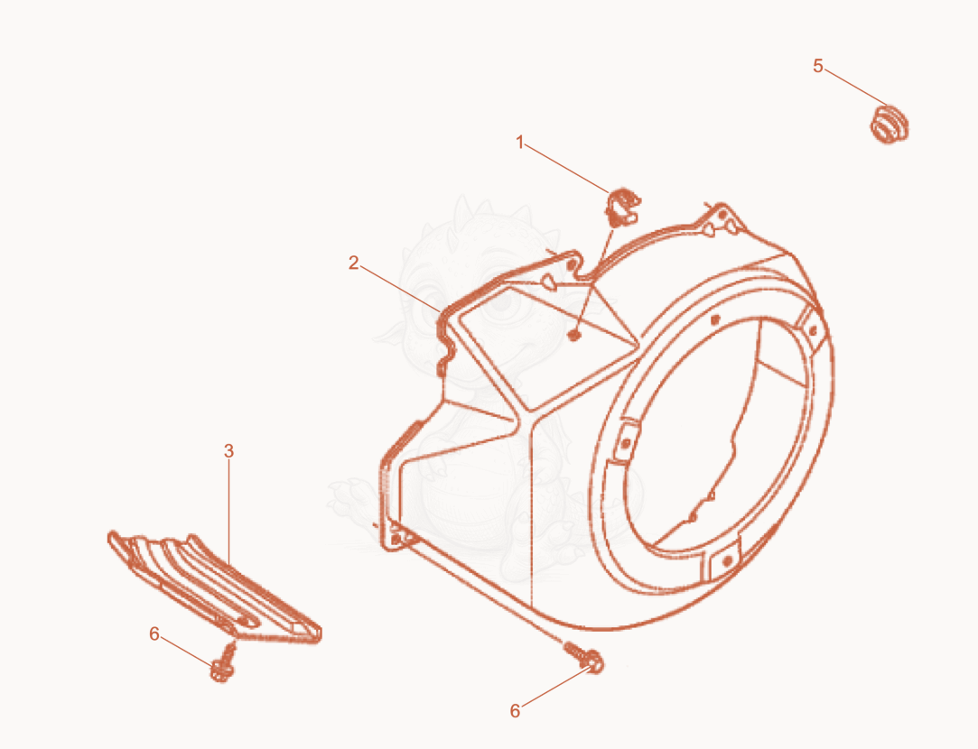 Exploded parts diagram of the Air Ducting of a Wacker Neuson BT48A, with numbered balloons