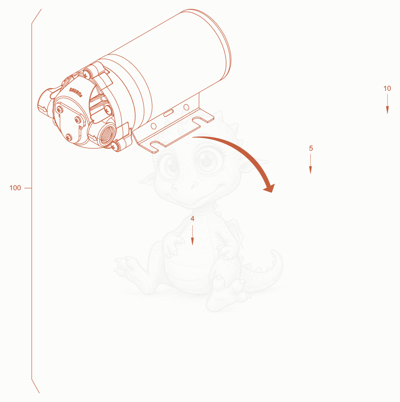 Exploded parts diagram of the water pump of a Wacker Neuson RD24-100.3, with numbered balloons