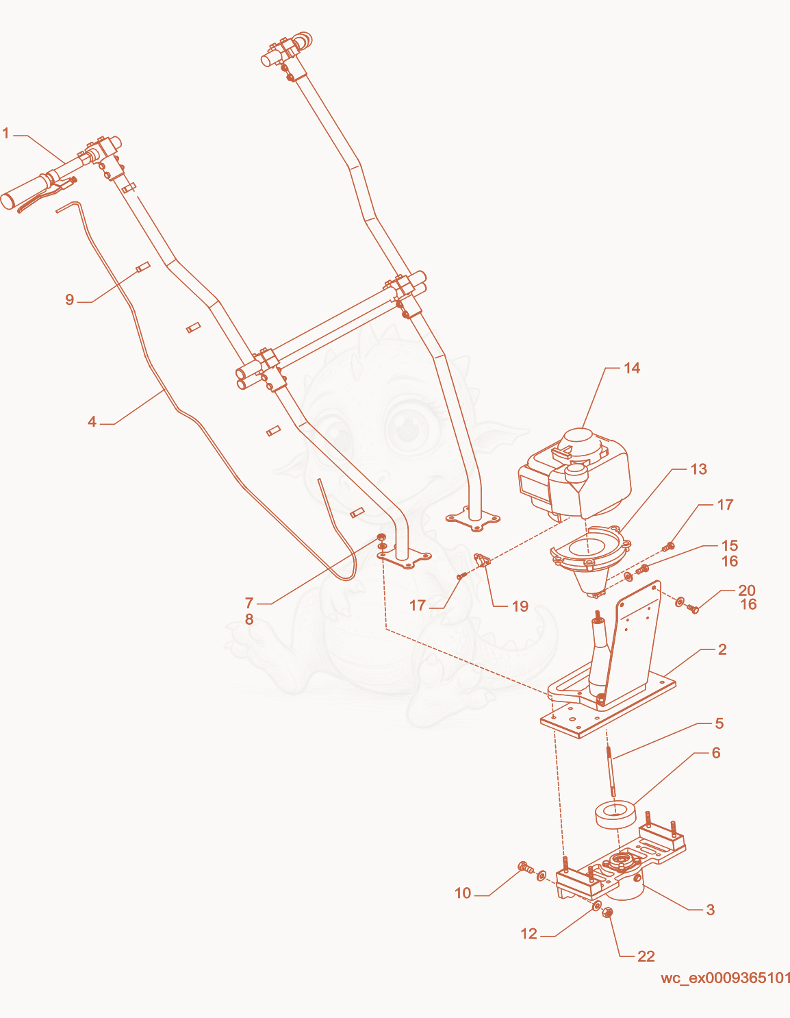 Exploded parts diagram of the Wet Screed cpl. of a Wacker Neuson P35, with numbered balloons