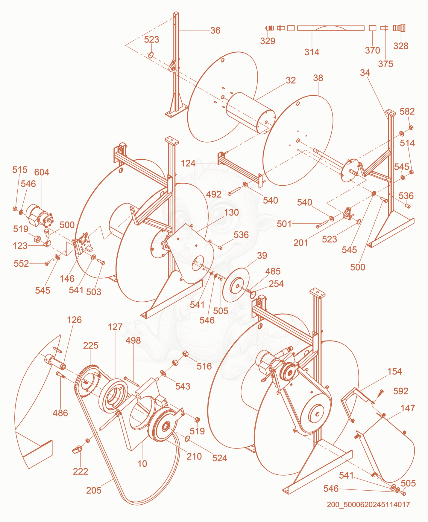 Despiece del Reel cpl. de una máquina Wacker Neuson PUREHEAT, con globos numerados