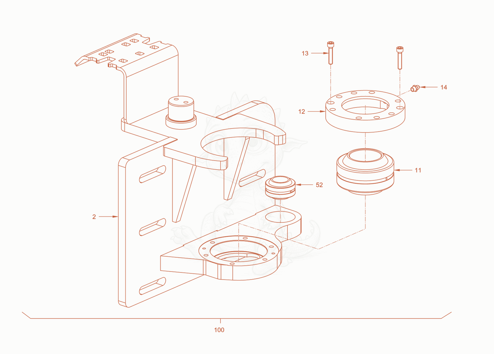 Exploded parts diagram of the centre pivot assembly of a Wacker Neuson RD24-100CE, with numbered balloons