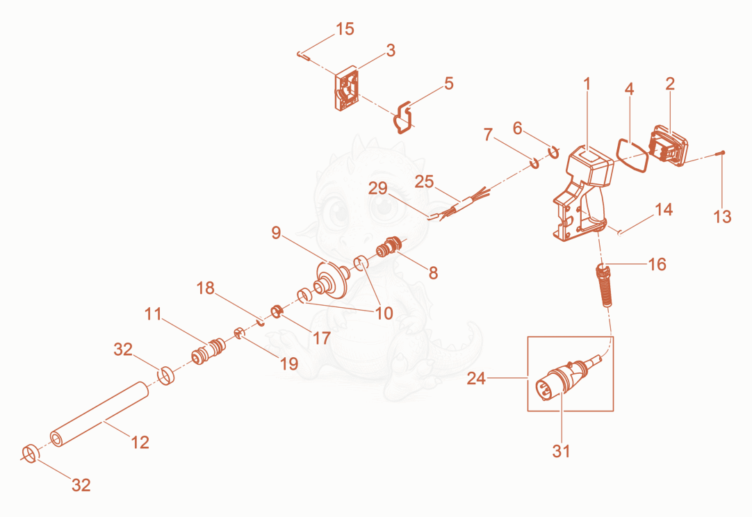 Exploded parts diagram of the Hose Connection cpl of a Wacker Neuson IRSEN65KGV, with numbered balloons