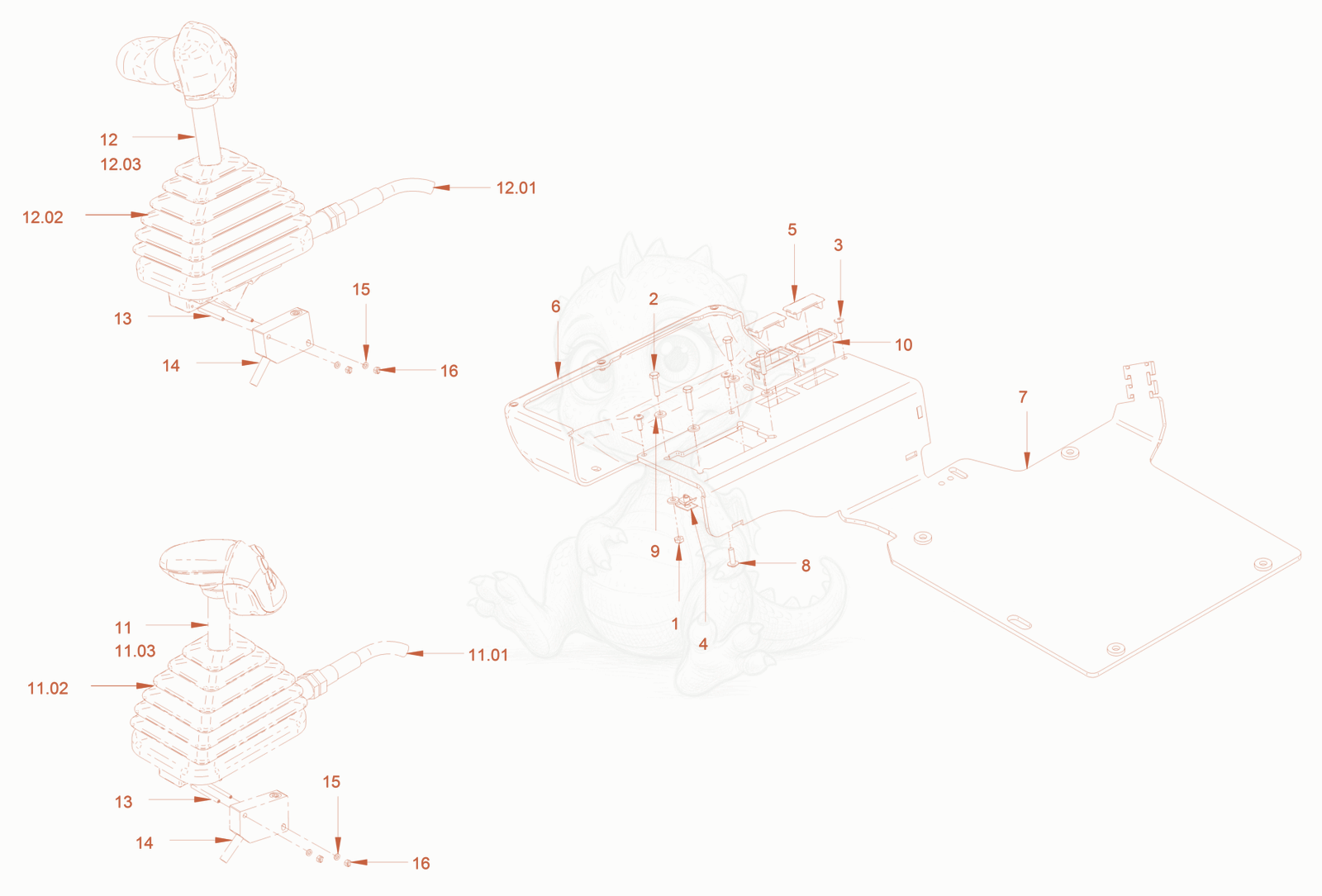 Exploded parts diagram of the operator's seat with adjustmen of a Wacker Neuson RC70P, with numbered balloons