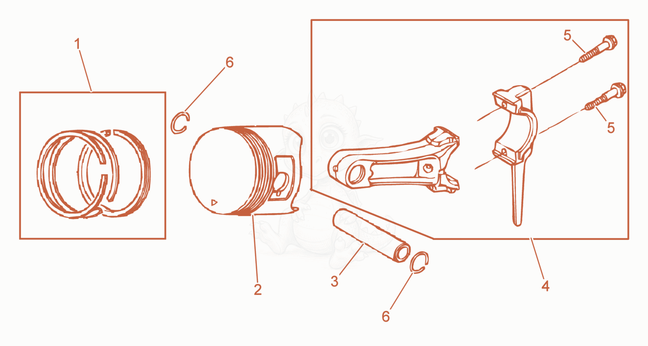 Exploded parts diagram of the Piston of a Wacker Neuson CT24-4A, with numbered balloons