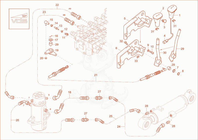 Exploded parts diagram of the DOZER BLADE OPERATION (OPTION) of a Wacker Neuson ET35, with numbered balloons