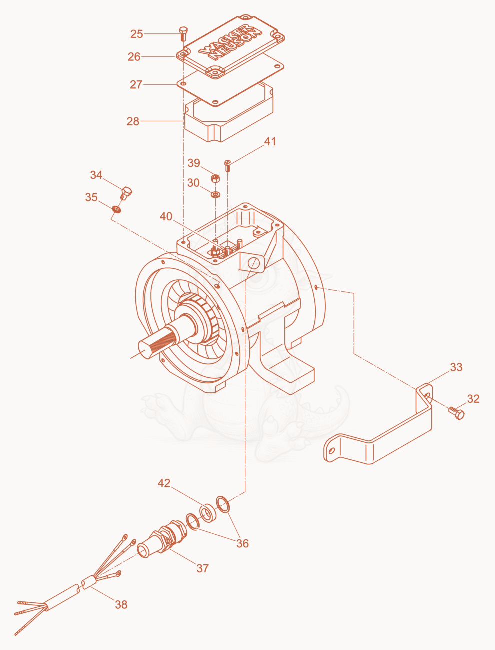 Exploded parts diagram of the External Vibrator cpl. of a Wacker Neuson AR52/6/048, with numbered balloons