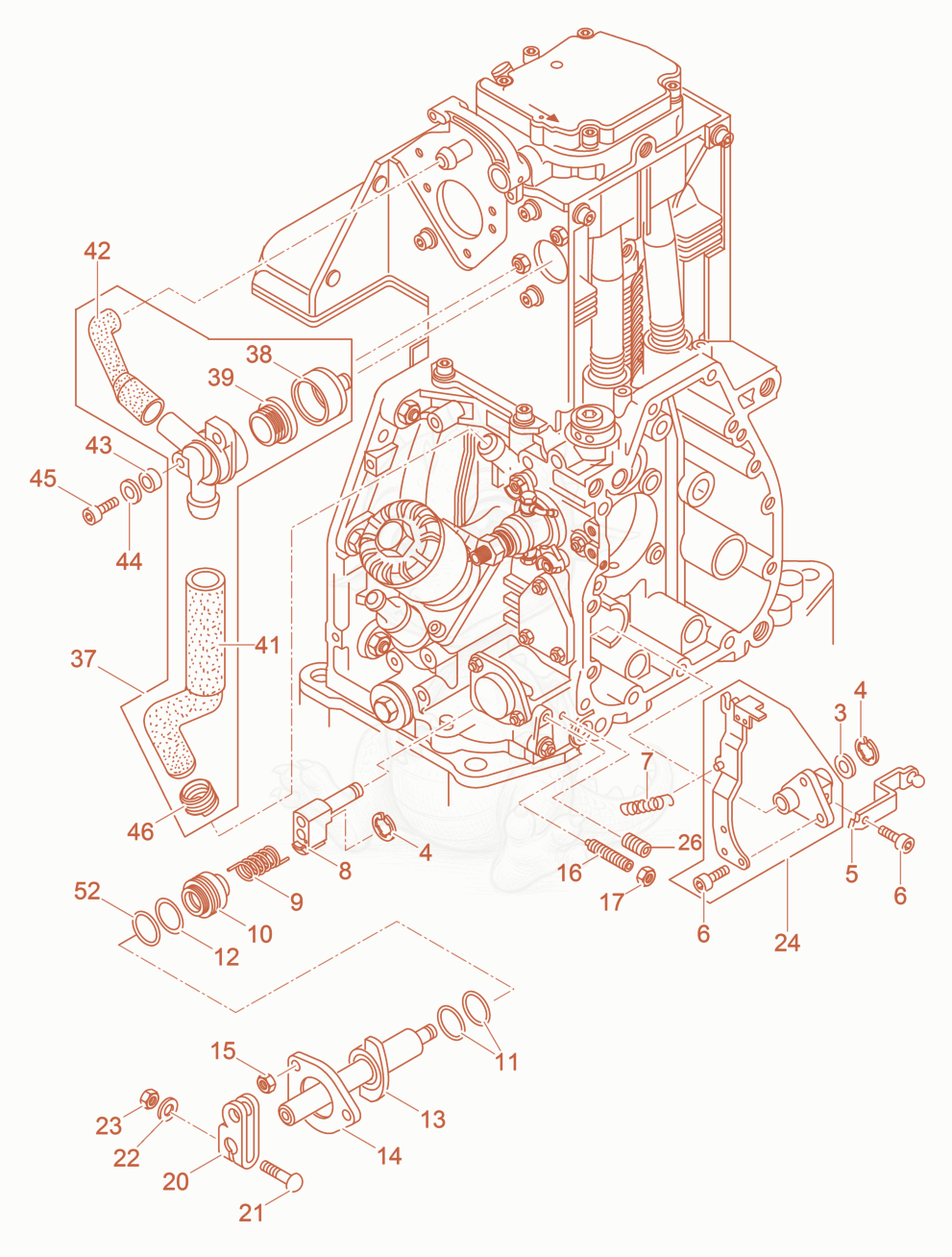 Exploded parts diagram of the Breather - Governor of a Wacker Neuson DPU6555HECHUS, with numbered balloons