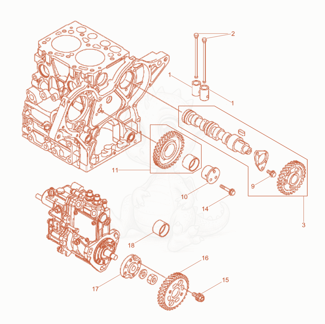 Exploded parts diagram of the Camshaft of a Wacker Neuson LTN5YUK, with numbered balloons