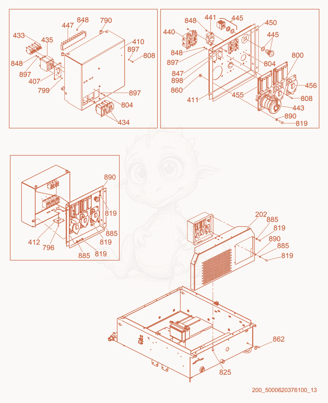 Exploded parts diagram of the Receptacle Panel cpl. of a Wacker Neuson LTW20Z3, with numbered balloons