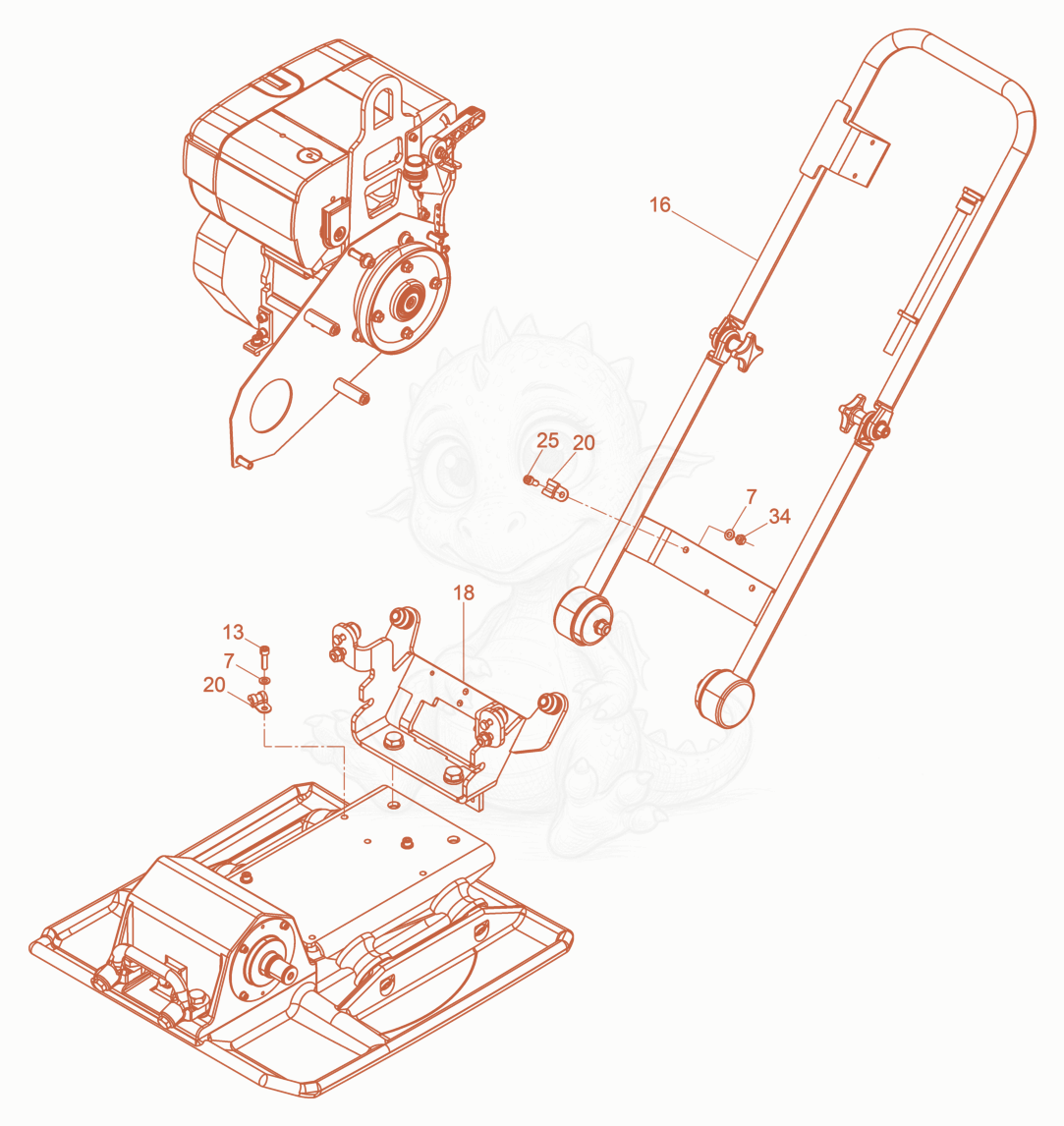 Exploded parts diagram of the Vibration Plate cpl. of a Wacker Neuson DPS3060HV, with numbered balloons