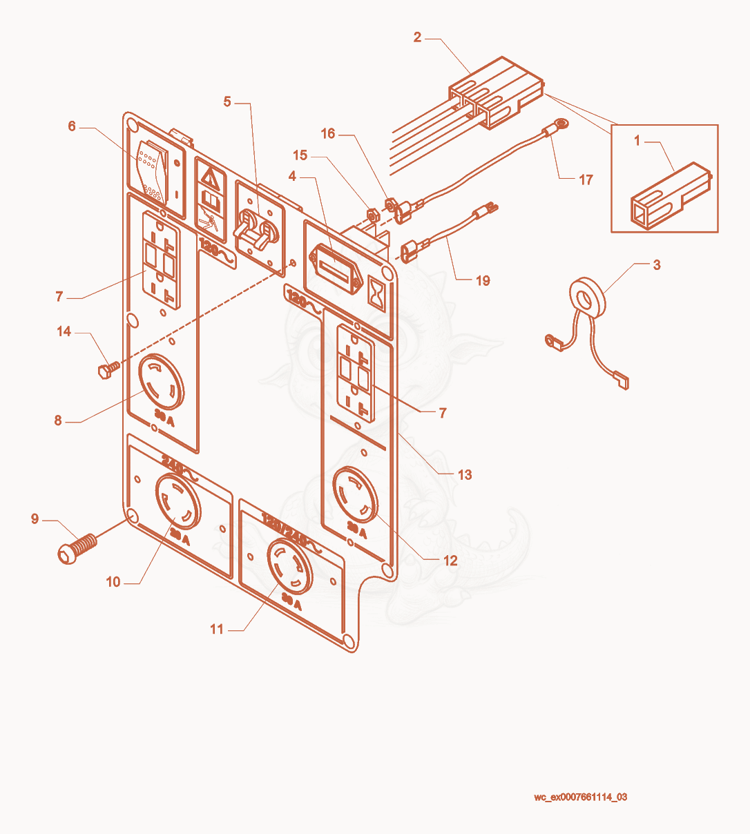 Exploded parts diagram of the Control Panel of a Wacker Neuson GS8.5V, with numbered balloons
