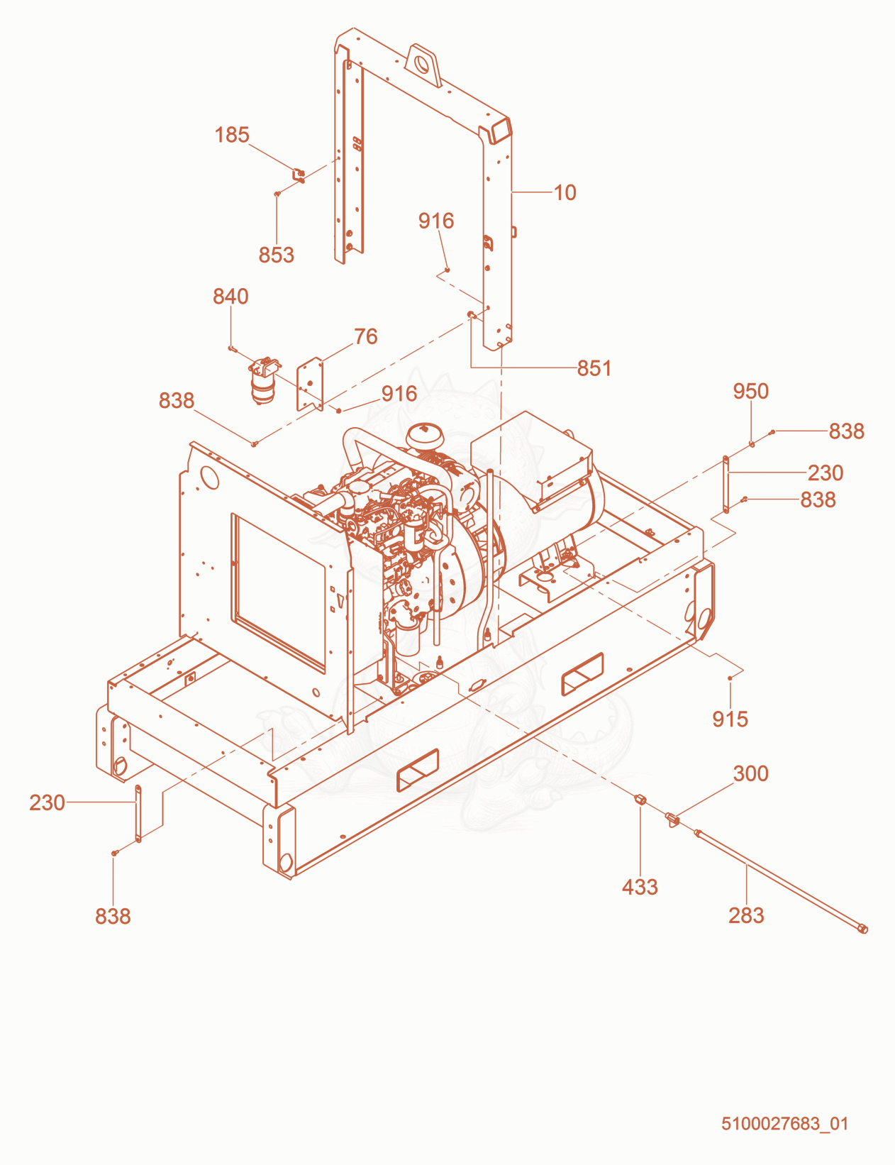 Exploded parts diagram of the Lifting Device of a Wacker Neuson G70, with numbered balloons