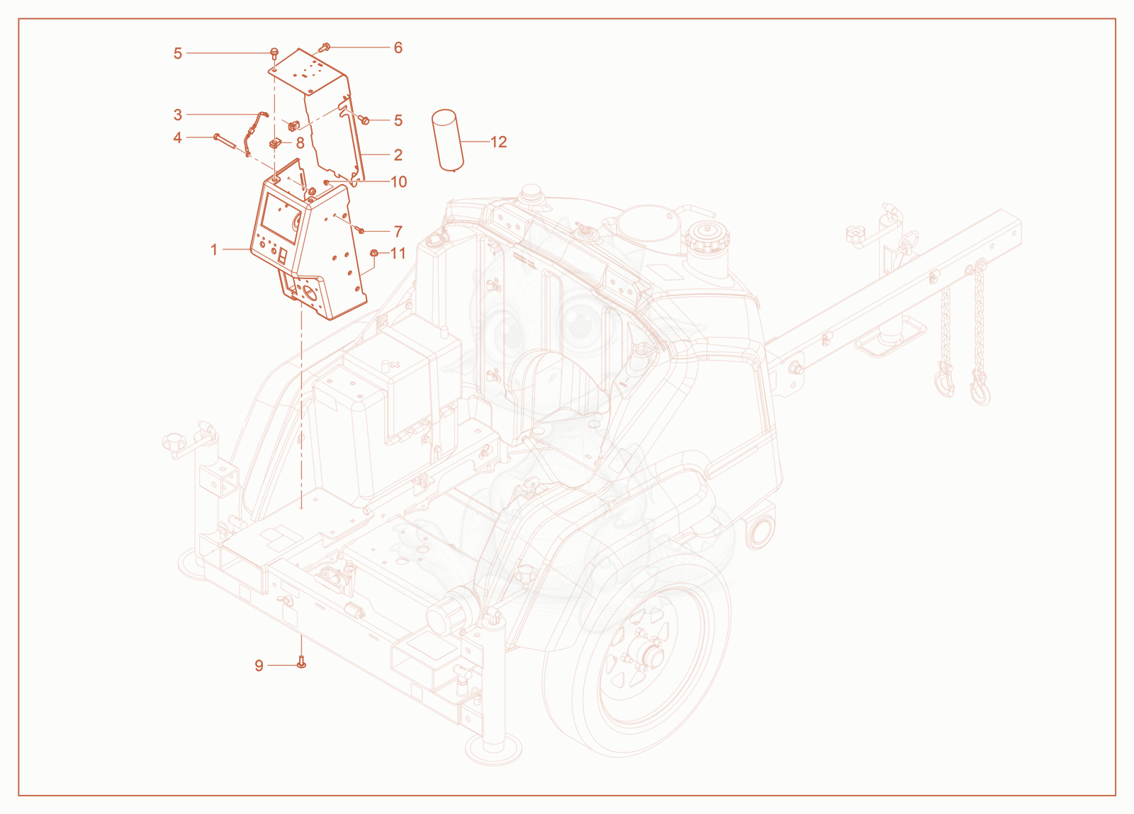 Exploded parts diagram of the Control Box of a Wacker Neuson LTT4, with numbered balloons
