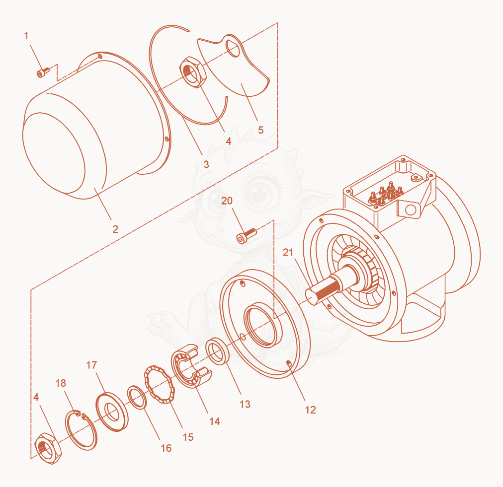 Exploded parts diagram of the External Vibrator cpl. of a Wacker Neuson AR51/3,6/440, with numbered balloons