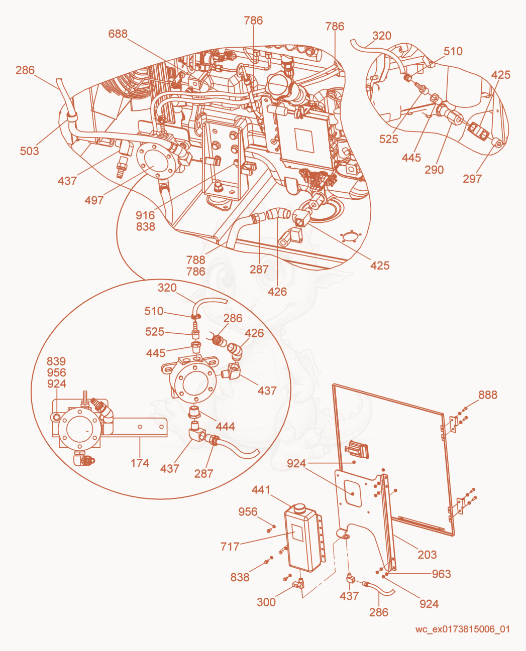 Exploded parts diagram of the Option-Lube Level Maintainer of a Wacker Neuson G70, with numbered balloons