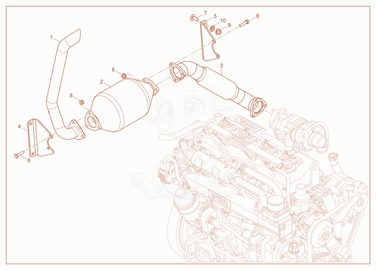 Exploded parts diagram of the Exhaust pipe of a Wacker Neuson ST27, with numbered balloons