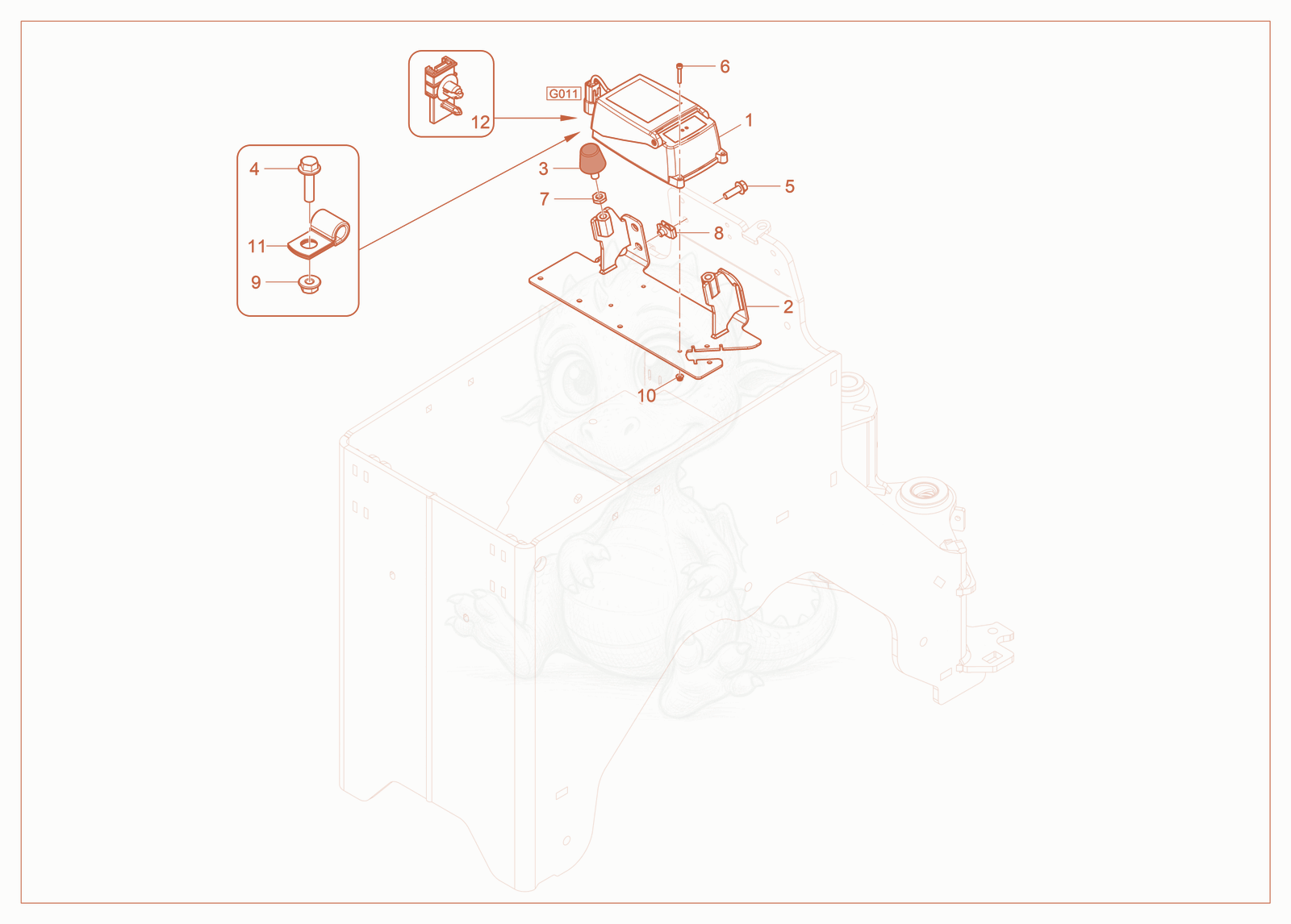 Exploded parts diagram of the Battery Charger of a Wacker Neuson RT-SC4, with numbered balloons