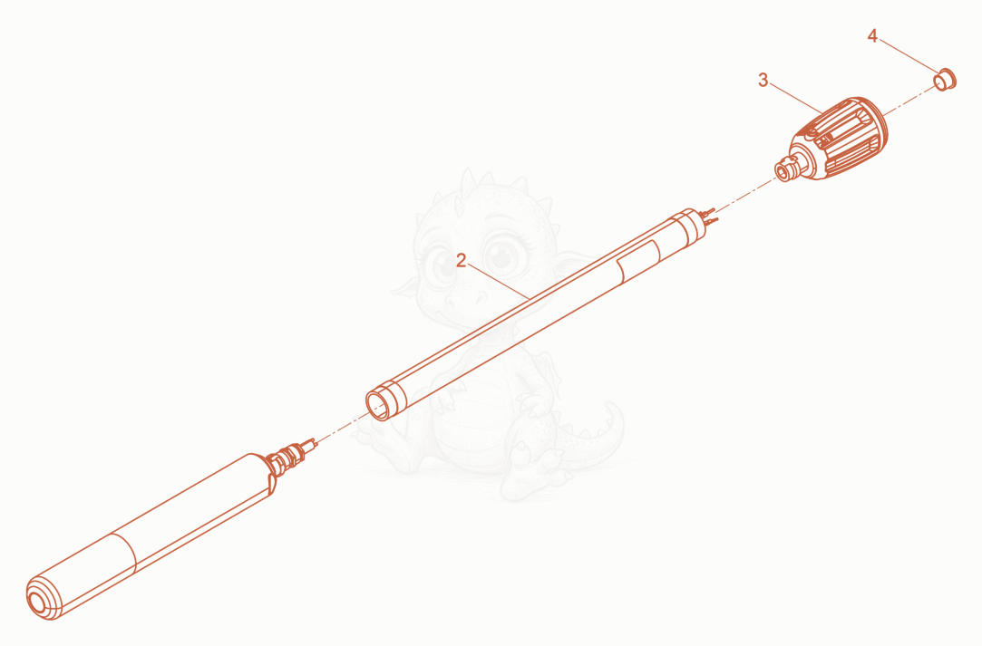 Exploded parts diagram of the Internal Vibrator of a Wacker Neuson IRFLEX45/230/5R, with numbered balloons
