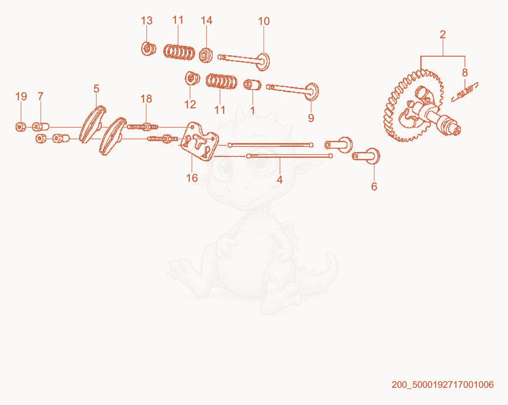 Exploded parts diagram of the Camshaft cpl. of a Wacker Neuson CT48-13A-V, with numbered balloons