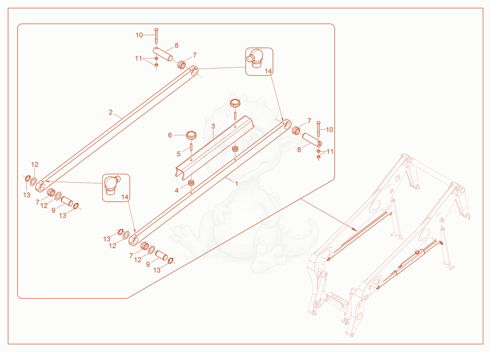 Exploded parts diagram of the Control Links of a Wacker Neuson ST50, with numbered balloons