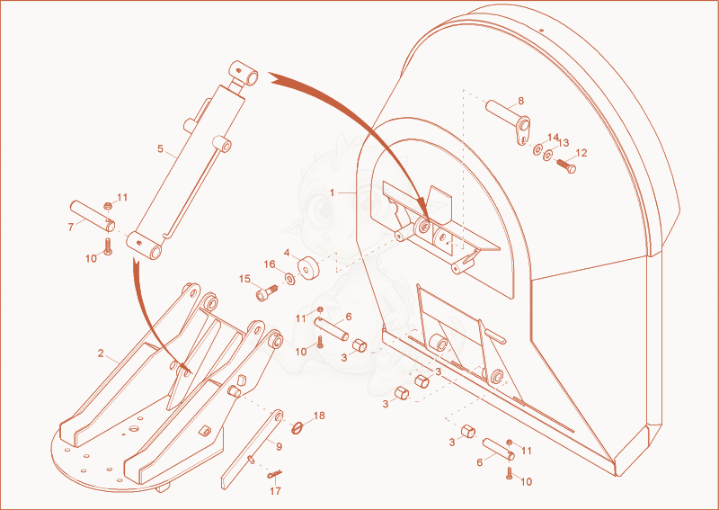Exploded parts diagram of the BUCKET of a Wacker Neuson TD18, with numbered balloons