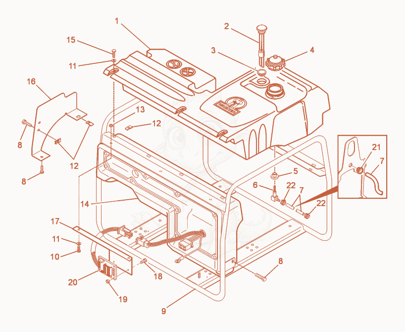 Exploded parts diagram of the Frame of a Wacker Neuson GS5.7AE, with numbered balloons