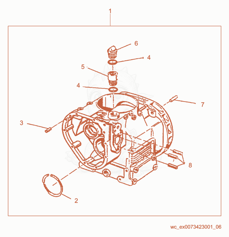 Despiece del Crankcase cpl. de una máquina Wacker Neuson RS800H, con globos numerados