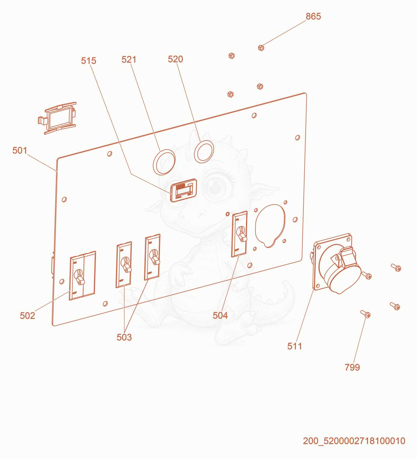 Exploded parts diagram of the Control Panel of a Wacker Neuson LTN6L-V, with numbered balloons