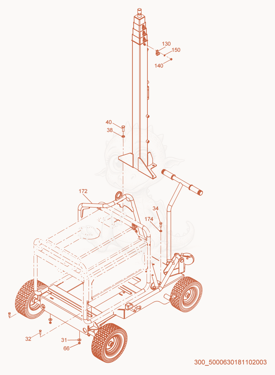 Exploded parts diagram of the Generator of a Wacker Neuson ML440(RAW), with numbered balloons