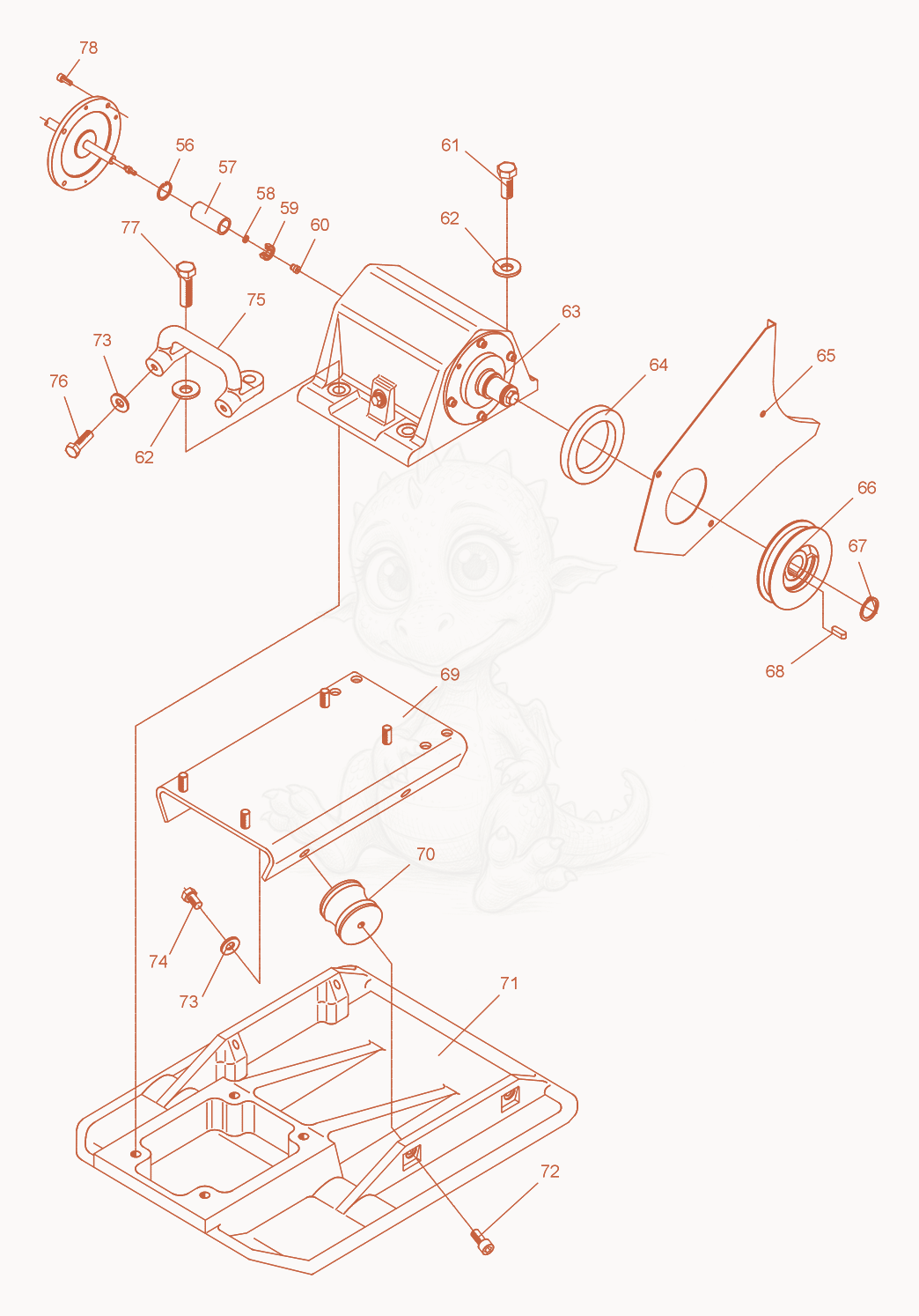 Exploded parts diagram of the Vibratory Plate cpl. of a Wacker Neuson DPS3060, with numbered balloons