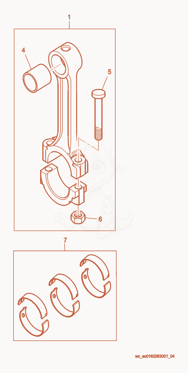 Exploded parts diagram of the Connecting Rod of a Wacker Neuson RD27-120, with numbered balloons