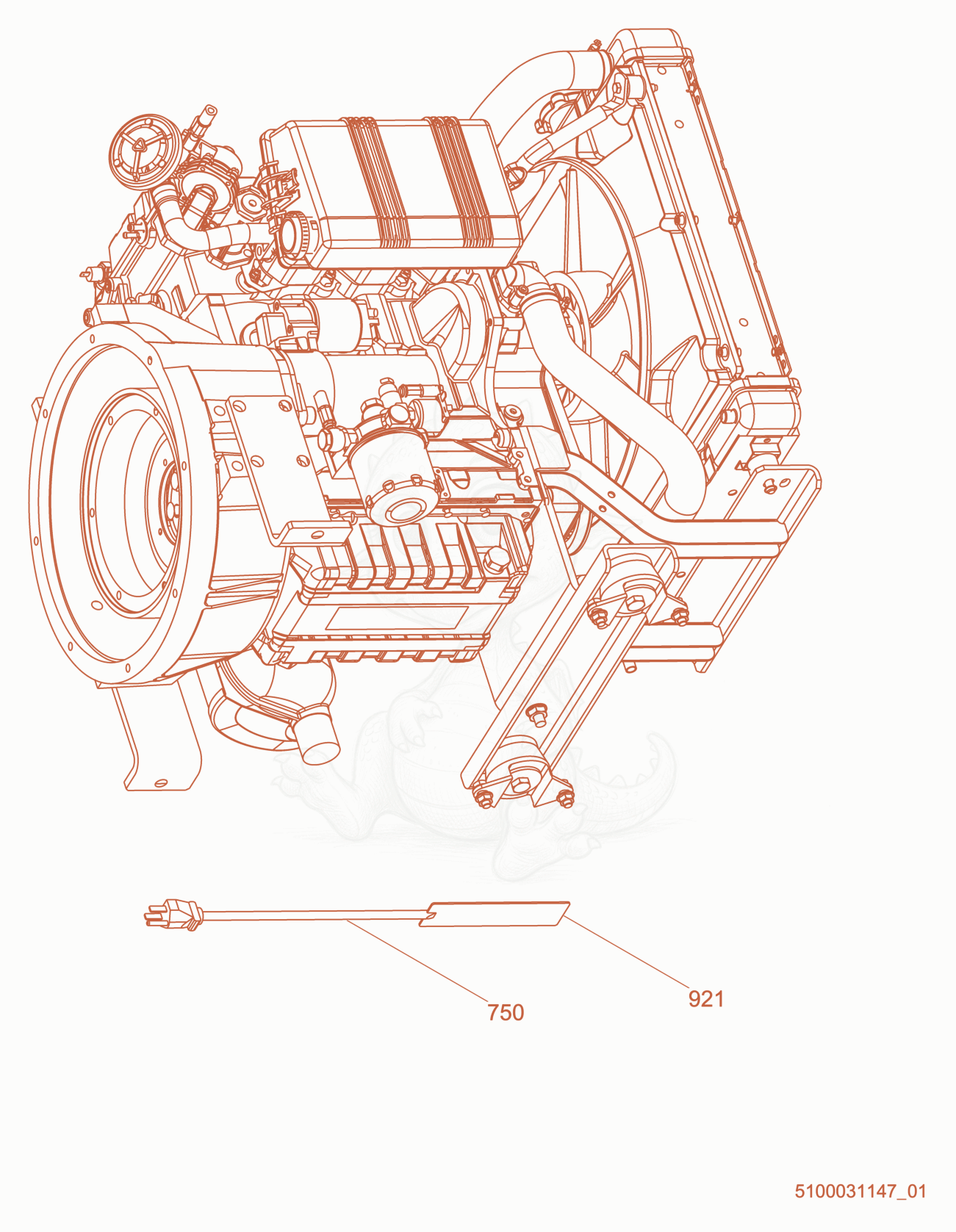 Exploded parts diagram of the Option-Oil Pan Heater of a Wacker Neuson LTV6L, with numbered balloons
