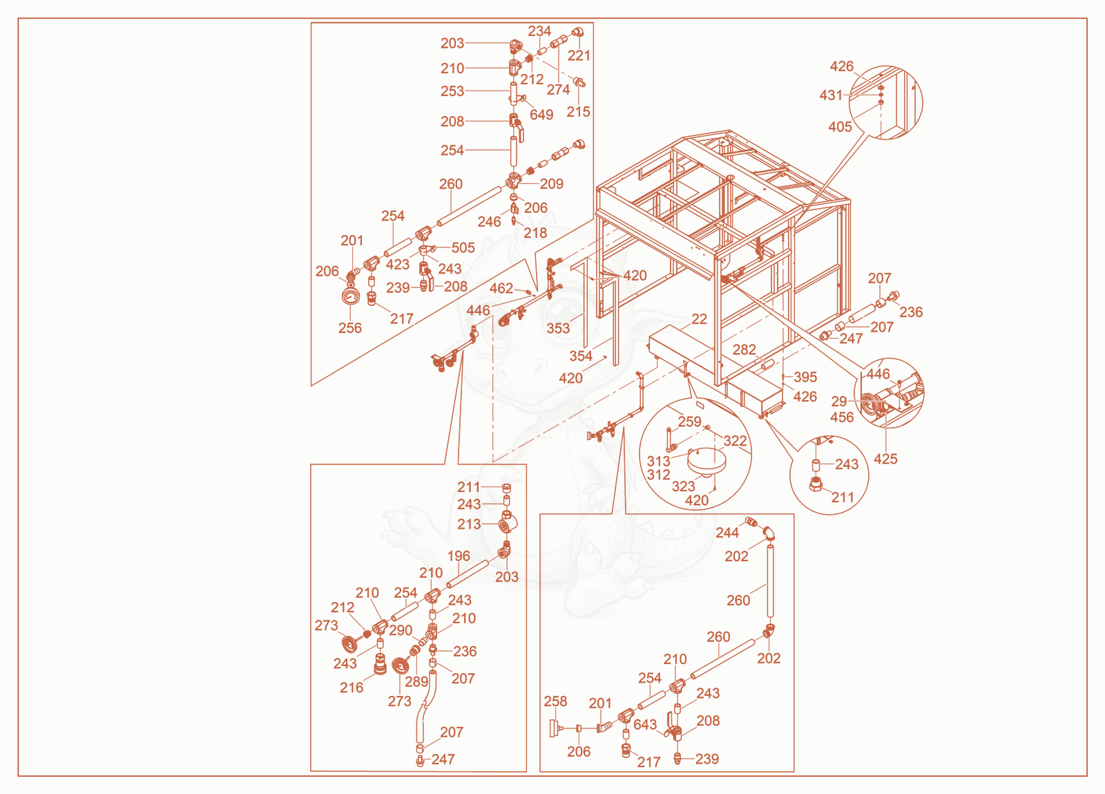 Exploded parts diagram of the Expansion Tank cpl. of a Wacker Neuson E3000, with numbered balloons