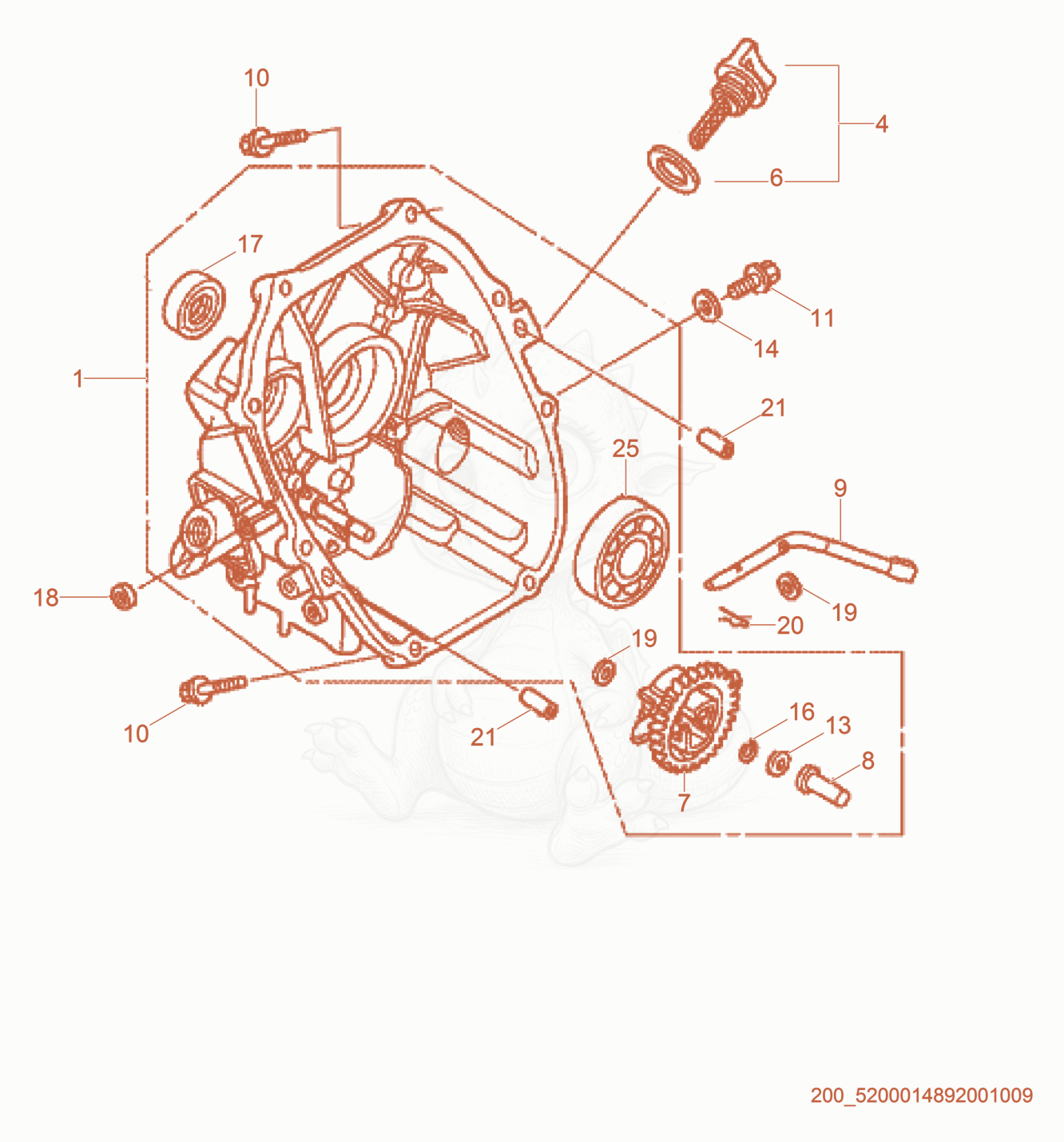Exploded parts diagram of the Cylinder Block of a Wacker Neuson BS50-4AS, with numbered balloons