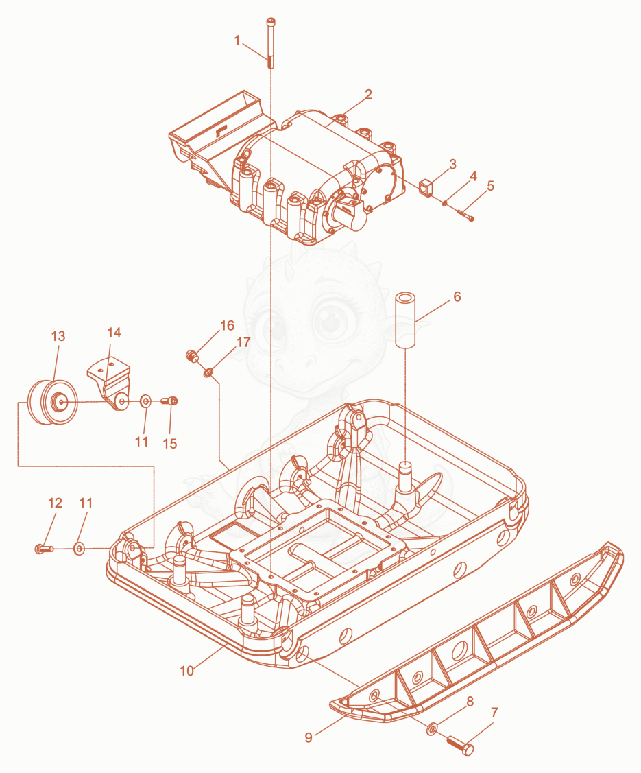 Exploded parts diagram of the Baseplate cpl. of a Wacker Neuson DPU6055HE, with numbered balloons
