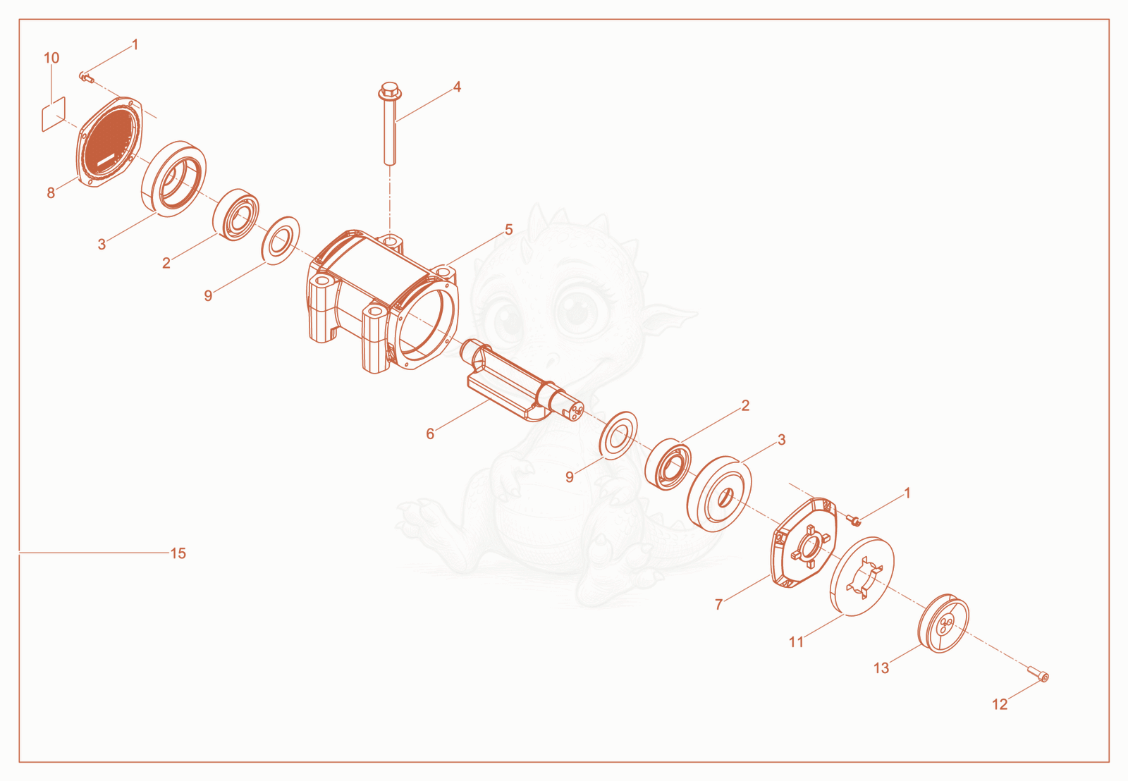 Exploded parts diagram of the Exciter cpl. 20kN mech. DPS of a Wacker Neuson XPSKMAT, with numbered balloons