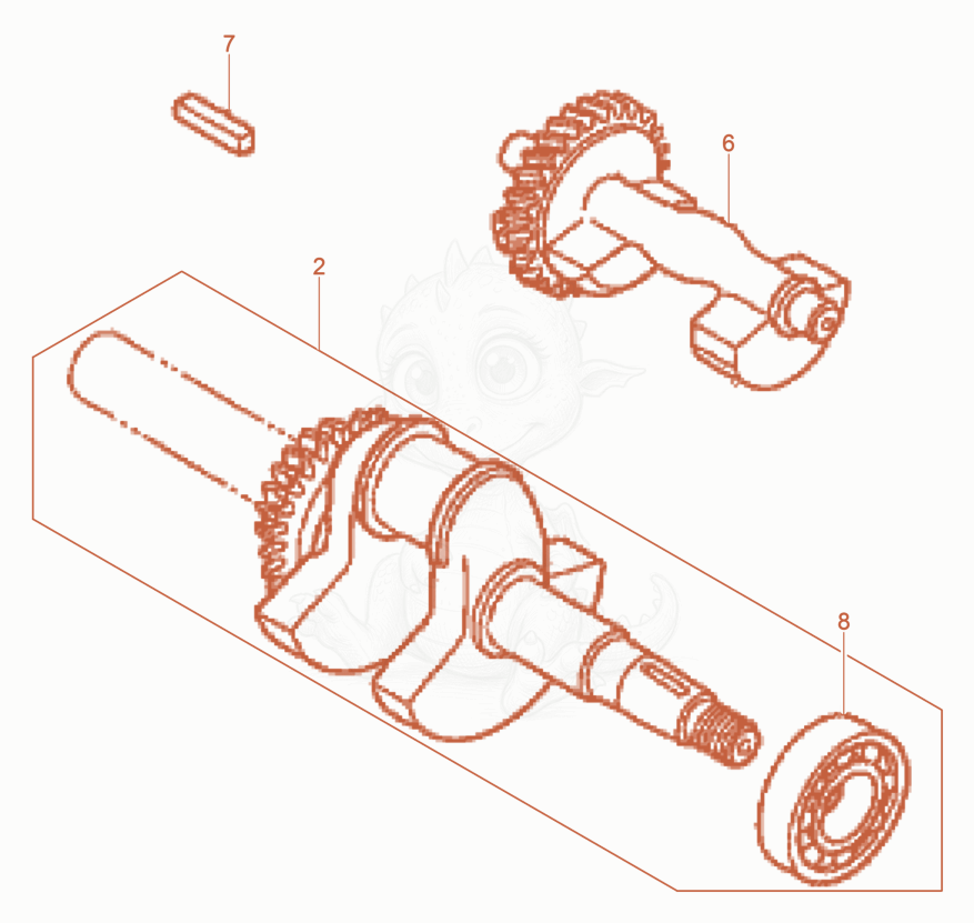 Exploded parts diagram of the Crankshaft of a Wacker Neuson BPU4045A, with numbered balloons