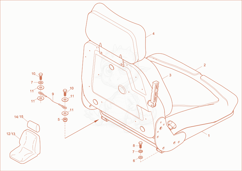 Despiece del DRIVER SEAT (Strong PVC) de una máquina Wacker Neuson 28Z3, con globos numerados