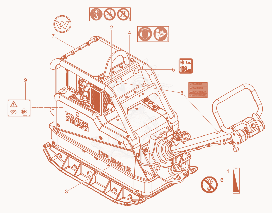 Exploded parts diagram of the Labels US of a Wacker Neuson DPU5545HEAP, with numbered balloons