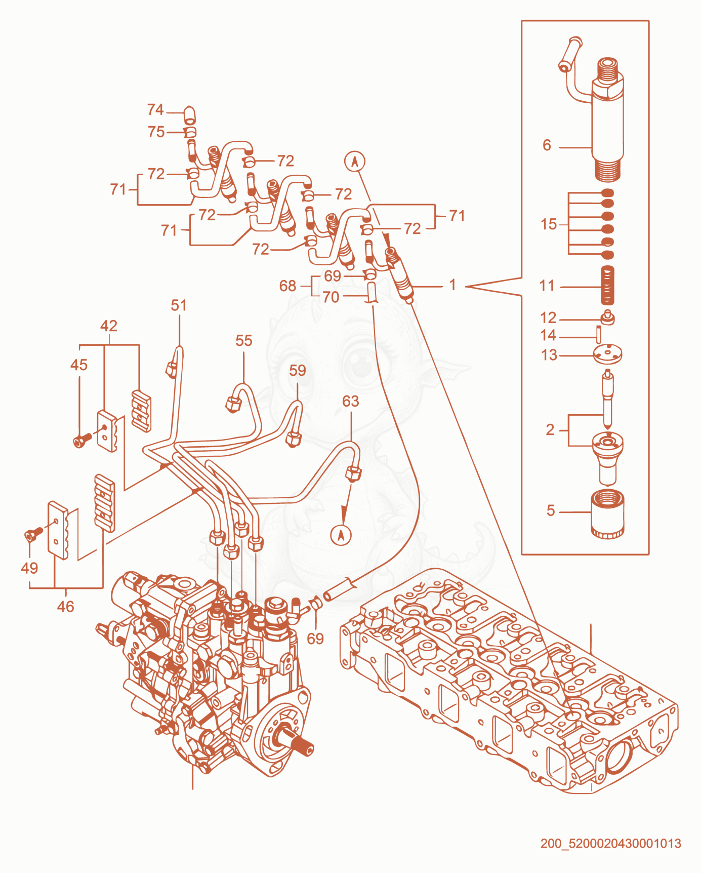 Exploded parts diagram of the Fuel Valve of a Wacker Neuson APT4S, with numbered balloons