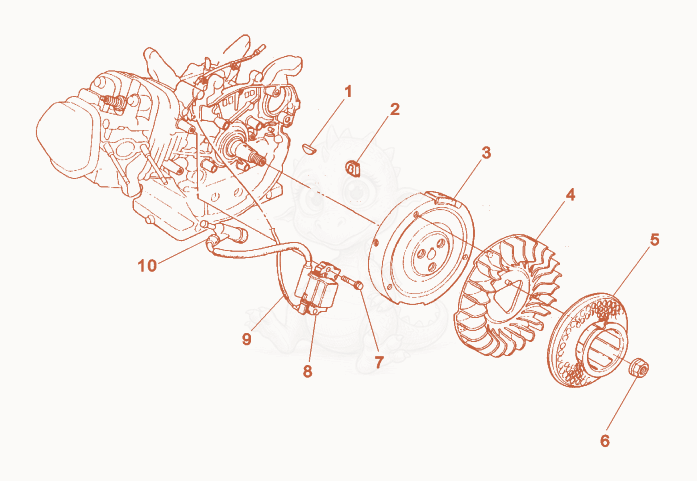 Exploded parts diagram of the Flywheel of a Wacker Neuson CT36AGP-E, with numbered balloons